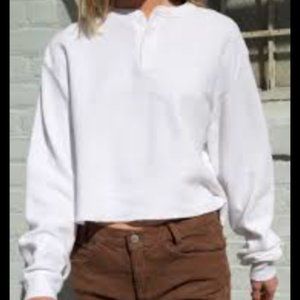 Brandy Melville white Allie thermal top